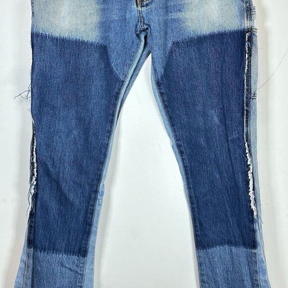 MNML 118 Work Flare Denim Mens Size 32x34 Distressed Patch Jeans 100% Cotton - Picture 7 of 15